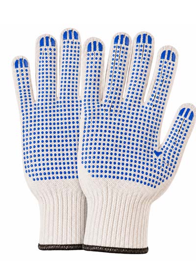 White And Blue Polka Dotted Hand Gloves